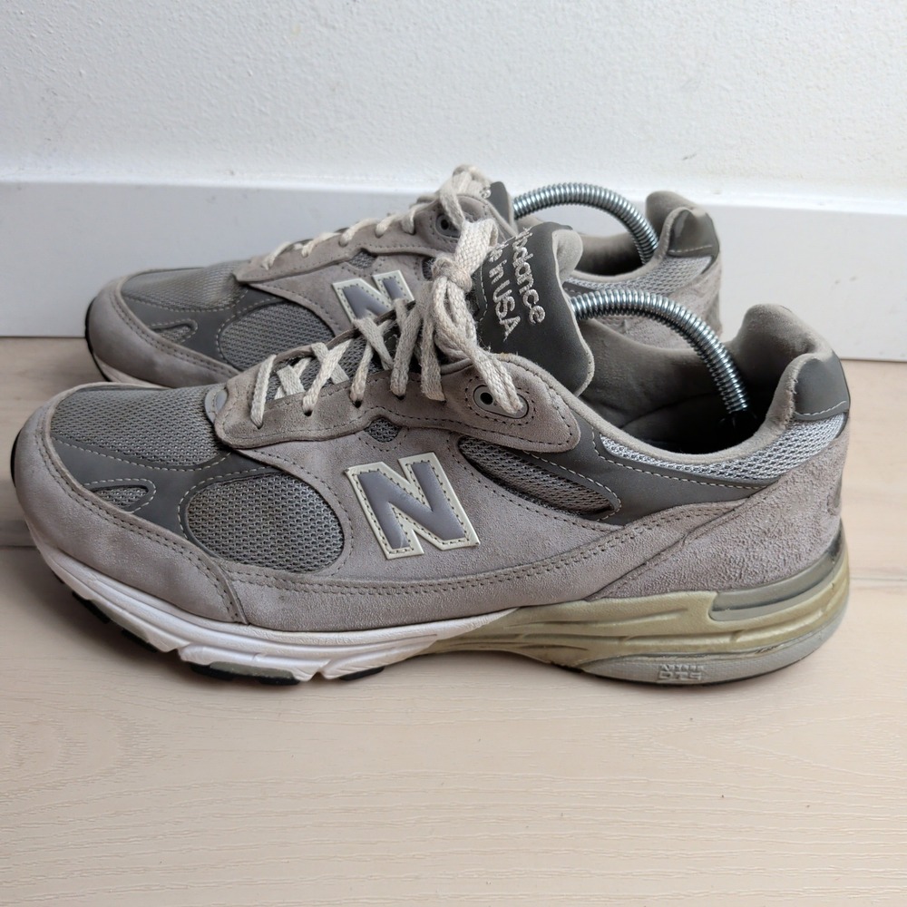 New Balance 993 Made in USA Grey Suede Mesh Running Shoes MR993GL Men 10 2E Wide